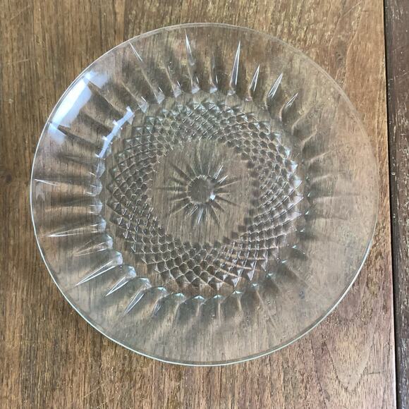 CRISTAL D'ARQUES-DURAND clear pressed blown glass Diamant plate made in USA - Picture 1 of 5